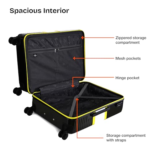 Image of Nasher Miles Mexico Hard-Sided Polycarbonate 8 Wheels Double Spinner Check-in Luggage Black and Grey 28 inch |75cm Trolley Bag,Large