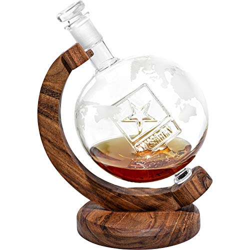 Army Decanter, 1000ml Globe Decanter w/Army Logo Inside - Retirement Gifts for Veterans or Army Gift for Promotion, Graduation etc. - Unique Military Present - Army Gifts for Men & Women