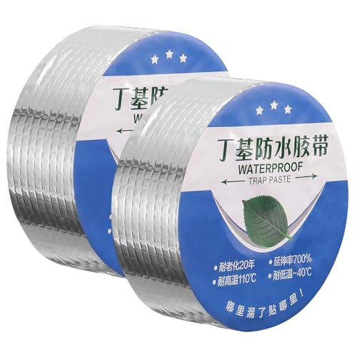 JqruiTbeis Strong Quality Waterproof Adhesive Tape, Butyl Rubber, Aluminium Foil Tape, for Roof Leakage, Surface Crack, Window Sill Gap, Pipe Break (5 cm x 5 m)