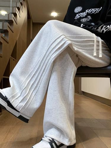 ZAFUL Men's Relaxed Straight Leg Pants Loose Drawstring Pants Solid Color Textured Pants Long Trousers4