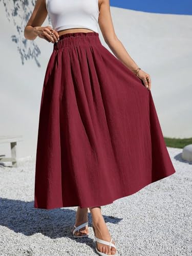 Trend Women's Summer Basic Skirt Casual A-Line Midi Skirt For Summer Fits Beach High Waist For Beach3