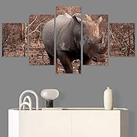SIGNWIN 5 Panel Canvas Wall Art Animals Black and White Dramatic Duotone Modern Artwork for Home Decorations Ready to Hang - 60