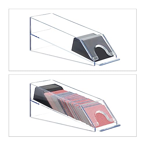 Relaxdays Kartenschlitten, Kartenspender mit 6 Decks, Blackjack Zubehör, HxBxT: 10 x 10 x 29 cm, transparent/schwarz