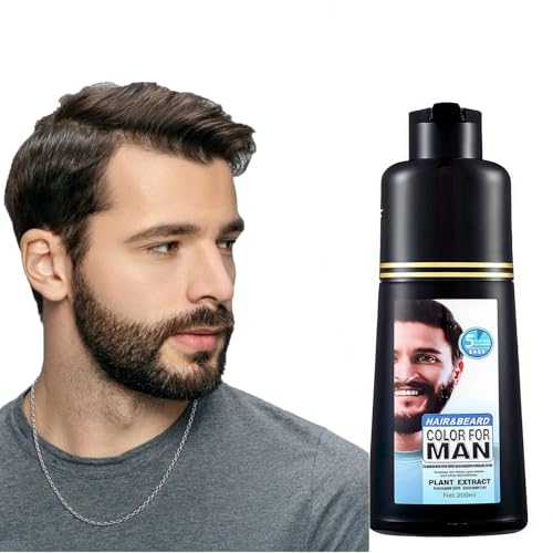 Black Beard Dye Shampoo for Men 5 Minute Gray Coverage
