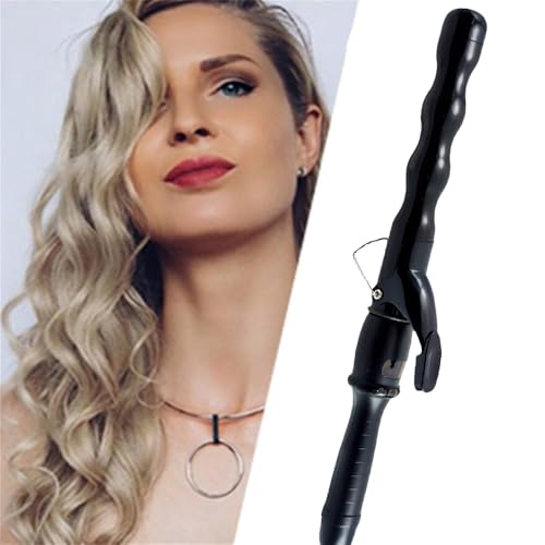 Image of Bubble Curling Wand 1.25 inch 32mm Beach Wave Curler with LCD Display, Ceramic Crimping Iron for Long Hair