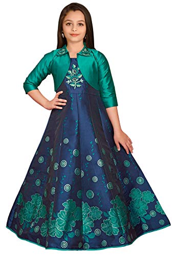 White Button Girls Jacket Style Gown | Designer Embroidered Maxi ...