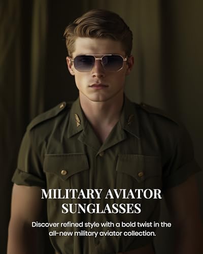 Cyxus Military Aviator Sunglasses for Men Trendy Pilot Shade Metal Frame Polarized Lens UV Protection for Outdoor4