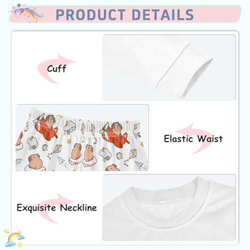 Cute Capybara Pilot Cute Pajama Sets Long Sleeve Top and Pants, Snug Fit Sleepwear for Night Wears4