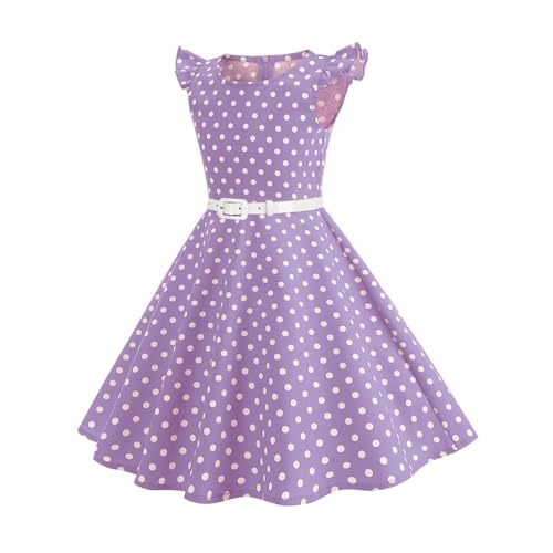 Vintage Polka Dot Dress for Girls Classic Design with Belt for Party & Special Occasions4