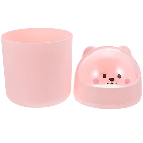 Zerodeko Mini papelera de escritorio con tapa, bonito bote de basura de escritorio de dibujos animados, pequeño cubo de basura para encimera,