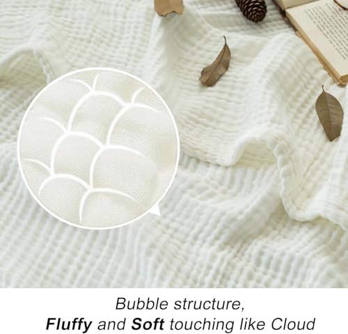 Image of EMME Muslin Cotton Blanket Adults Heather White Twin XL 66 inchx90 inch