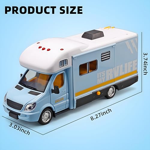 Camioneta Camper de Juguete de Metal para Niños Azul miniatura 2