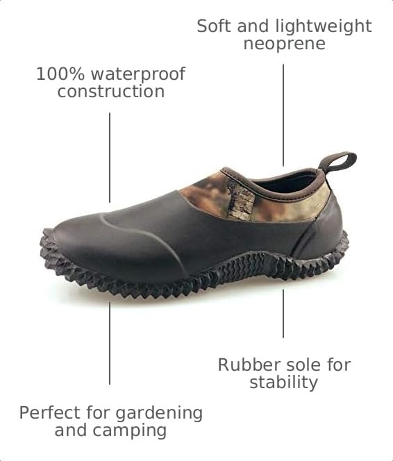 Image of SYLPHID Men's Garden Shoes Women's Rain Shoe Waterproof Neoprene Camp Booties for Camping, Lawn Care, Gardening and Yard Work