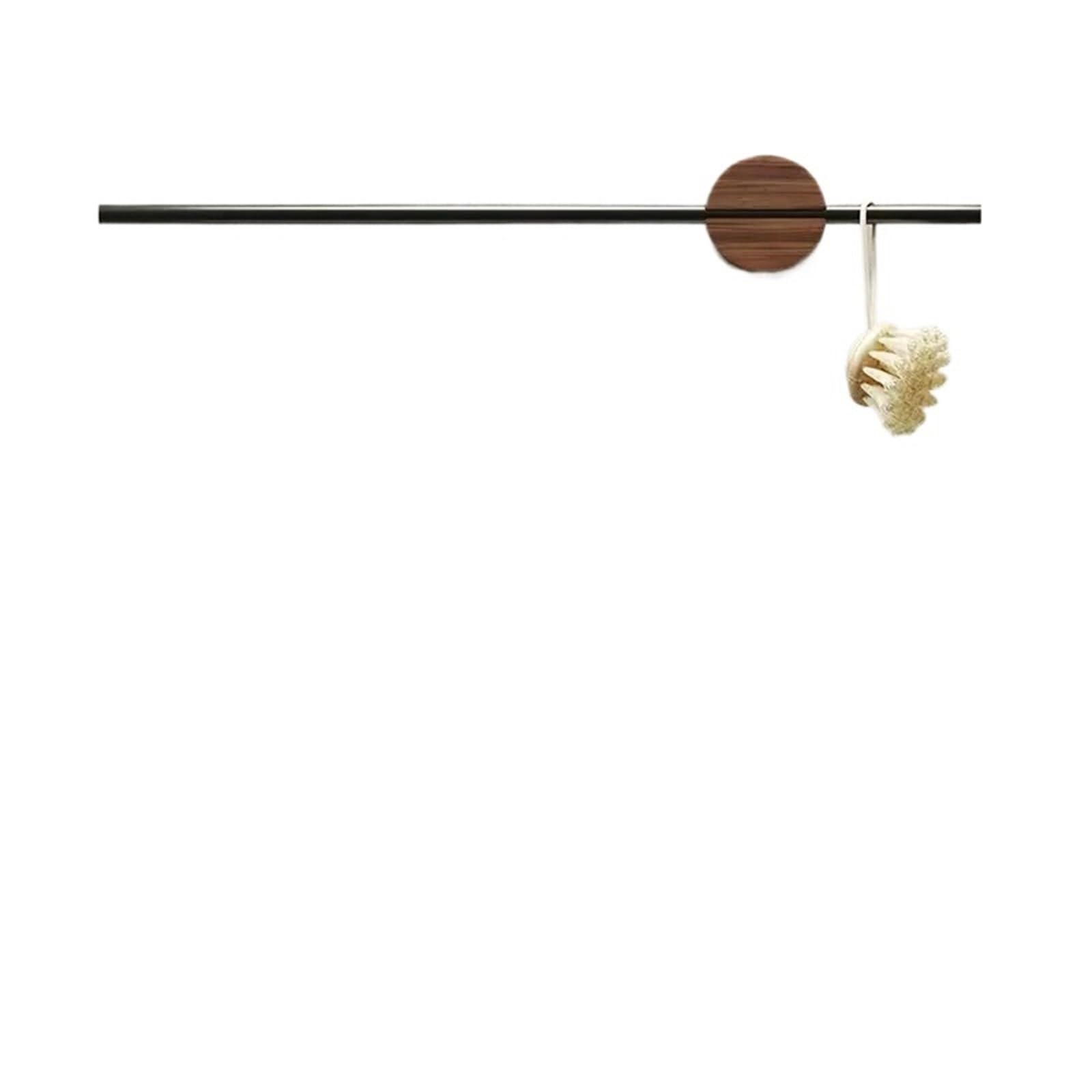Towel Rack Hanger Bath Holder Wood Wall Hanging Bar Bathroom Shelf Kitchen Storage Home Accessory(Black pole 50cm)