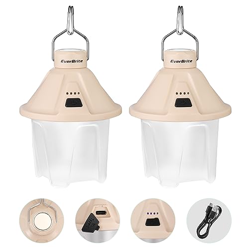 EverBrite 450LM Camping Lantern, USB C Rechargeable Camping Lantern with Magnetic Top&Hanging Hook, 5 Lighting Modes, for Christmas Decorations, Campi