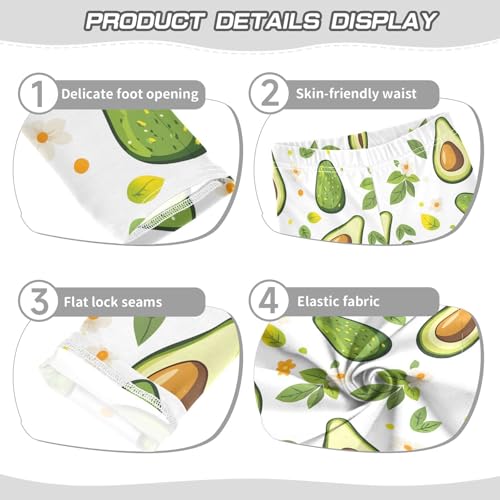 Cartoon Avocado Flower Girls Leggings Soft Stretch Workout Yoga Dance Pants for Kids Casual Tights3