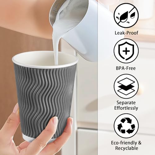Lamosi Paper Coffee Cups Bulk, Disposable Paper Cups No Lids 12oz, Sturdy Durable Drinking Cups for Water Juice or Tea - Image 4