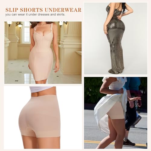 Image of Seamless Shaping Boyshorts Panties for Women Slip Shorts for Under Dresses Tummy Control Underwear Shapewear Shorts