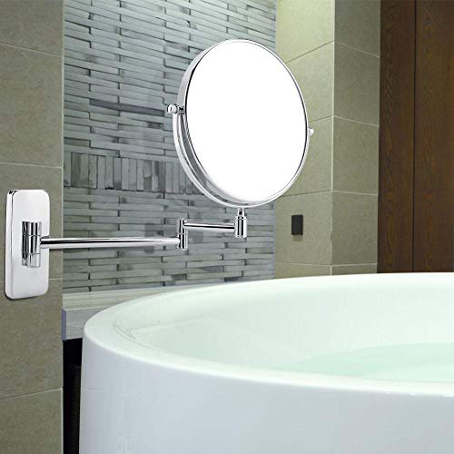 lyrlody Wall Mounted Mirror, 7.87inch 10x Magnification Foldable Bathroom Shaving Mirror 360 Degree Rotatable Double Side Round Vanity Swivel Mirror Cosmetic Makeup Mirror for Home Bathroom Sliver