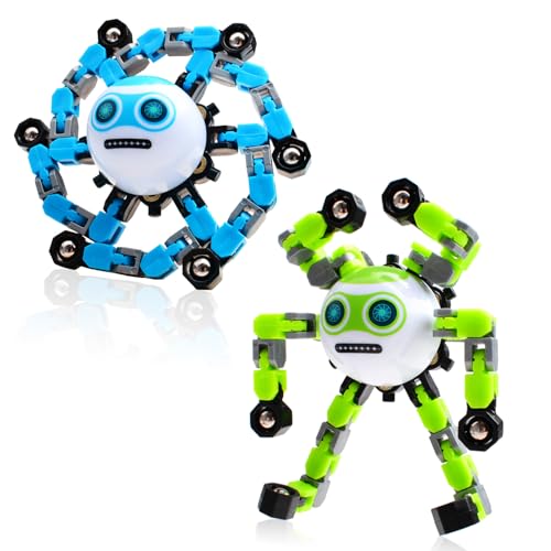 Image of ASIOWELY 2 PCS Transformable Fidget Spinners Toys for Kids and Adults Stress Relief Sensory Toy for Teens Boys Autism Cool Fingertip Gyros Boy Girl Travel Party Favors Birthdays Gifts Stocking Stuffer