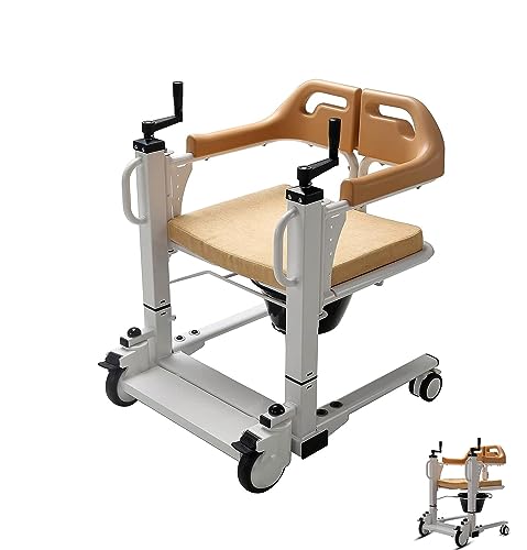 Silla portátil de transferencia de pacientes con orinal y cojín, silla de ducha elevadora para ancianos, ideal para uso doméstico