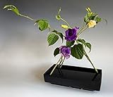 Ikebana Flower Vase, Japanese Rectangular Ceramic Suiban, Raised Base