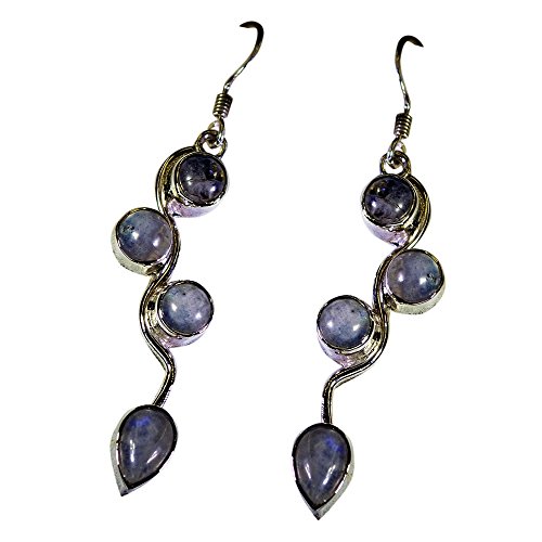 Boucles d'oreilles en argent sterling et véritable pierre de lune