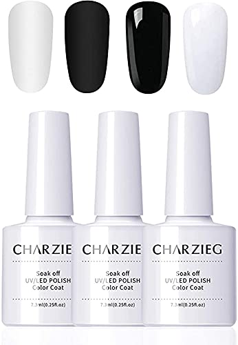 Vernis à Ongles Gireatick Classic de Couleur Noir et Blanc Avec Couche de Finition Mate, Collection de Vernis UV / LED, pour Créer un Nail Art Durable Cover