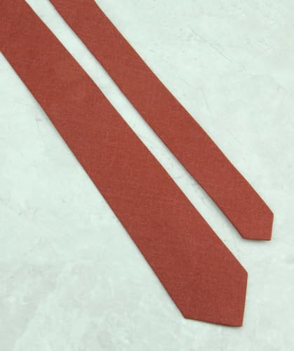 Image of Mens Solid Linen Ties - Slim Pattern Necktie for Men Wedding Groomsmen