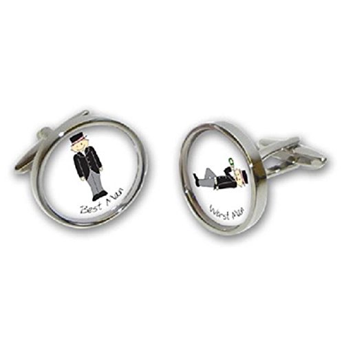 Mancuernillas para hombre Best Man Worst Man boda miniatura 1