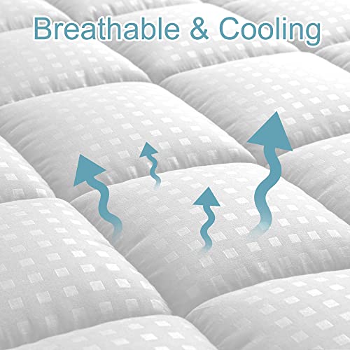 Hyleory King Mattress Pad Quilted Fitted Mattress Protector Cooling Pillow Top Mattress Cover Breathable Fluffy Soft Mattress Topper With 8-21 Inch Deep Pocket thumb #1