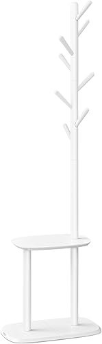 Miniatura 7 de VASAGLE Perchero de pie, perchero independiente, árbol de abrigo con 8 ganchos y estante de almacenamiento, 67.2 pulgadas de alto, para abrigos,