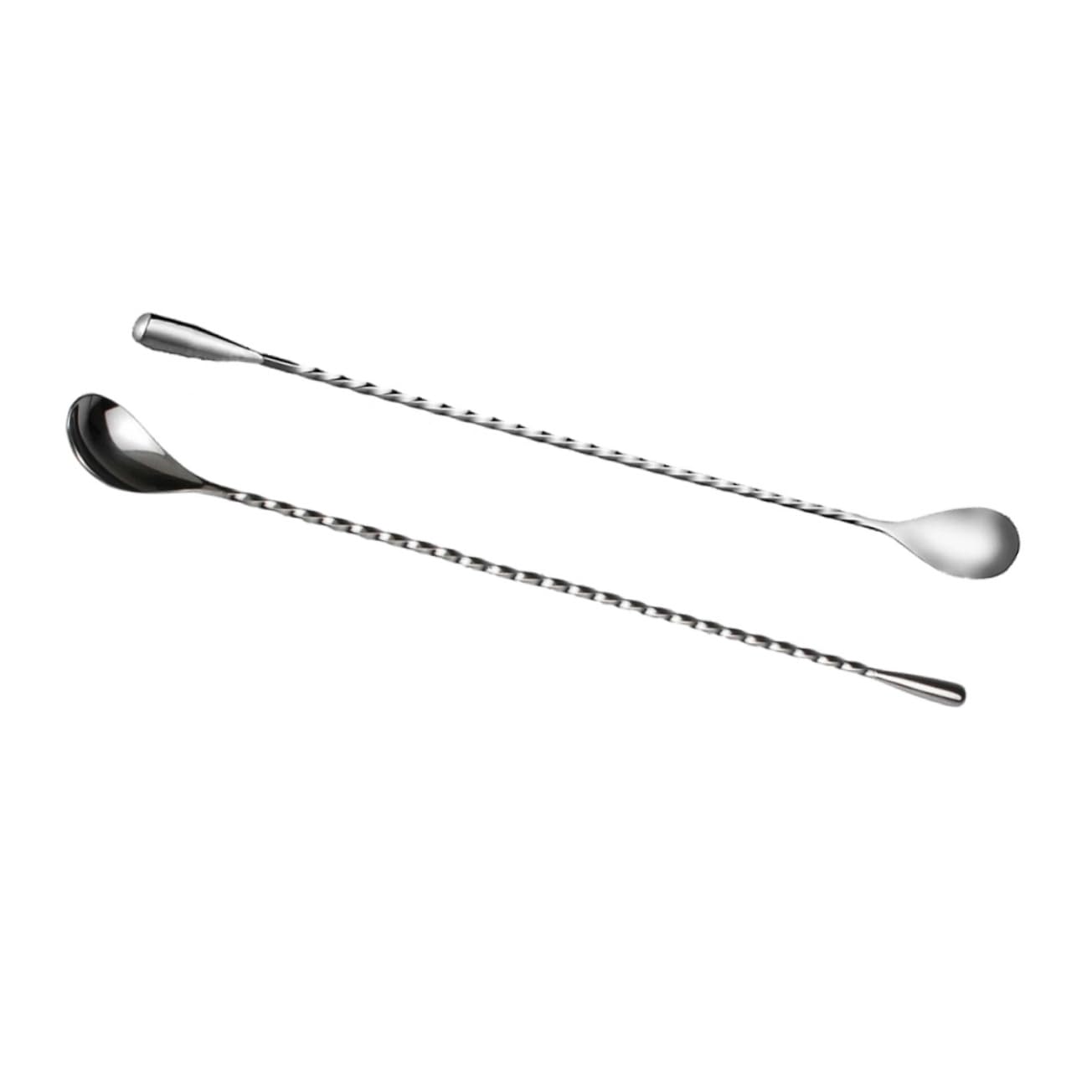 COLLBATH Bar Mixing Spoons 2pcs Steel Stirring Spoons Dripping Spoons for Cocktail Shaker Comfortable to Hold Heat-resistant