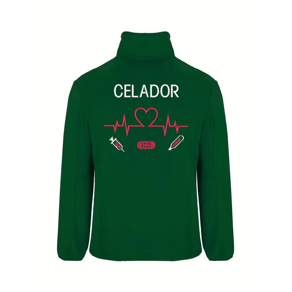 Forro Polar Bordado Hombre Personalizado. Modelo LÍNEA DE Vida-CORAZÓN. Ideal para Sanitarios. Regalos Personalizados. con Cremallera y Bolsillos. Regalos TPMAS