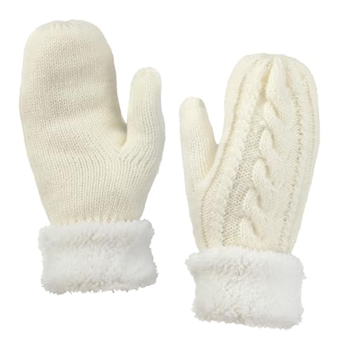Ptwola Damen Winterhandschuhe Warme Strickhandschuhe Weich Dicke Thermohandschuhe Baumwoll Handschuhe mit Plüschfutter für Erwachsene Damen Frauen Wandern Camping Kaltes...