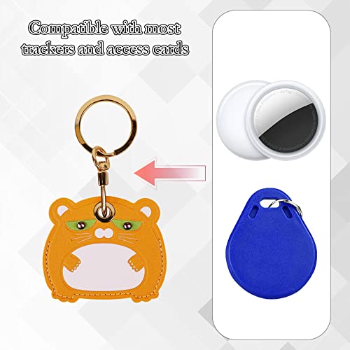 Image of Leather Keychain Case Holder Compatible with Apple AirTag, GPS Airtag Keychain Finder Tracker with Key Ring, Anti-Scratch Protective Air Tag Cover | Leather