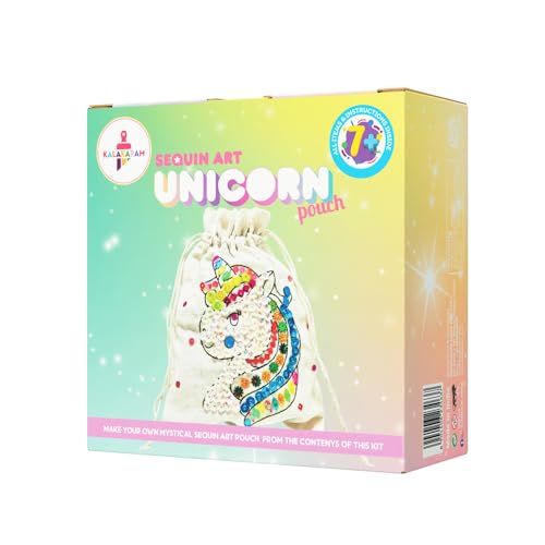 Image of Kalakaram Mini DIY Sequin Art Pouch Making Craft Kit | DIY on the go | Perfect for Gifting | Birthday Gifting | Return Gift for Parties | Kids Aged 4,5,6,7