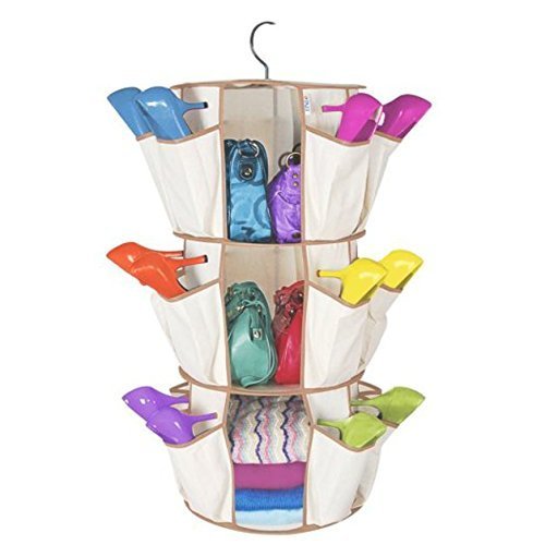 BESTOW 3 Tier Smart Carousel Organizer Storage Closet Shoe Handbag