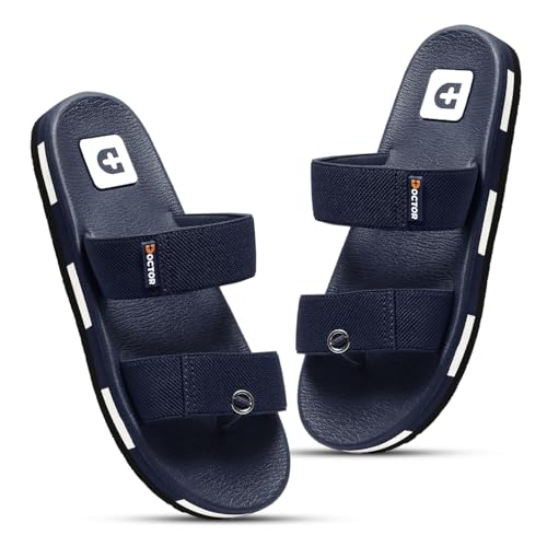 Image of DOCTOR HEALTH SUPER SOFT Men's Double Strap Casual Slides | Lightweight Cushioned EVA Slippers | Anti-Slip Comfortable Open Toe Sandals for Indoor Outdoor Everyday Wear