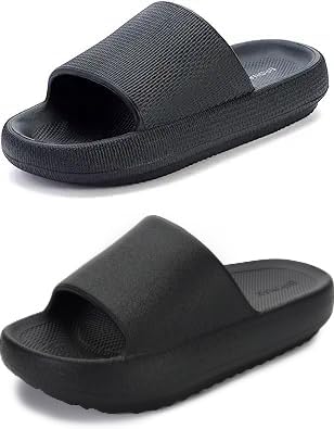 BRONAX Pillow Slippers+Arch Support Pillow Slippers Black Size 4.5-5.5 Women/ 3-4 Men