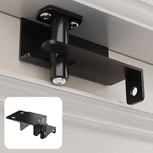 Adjustable Child Safety Door Top Lock｜Metal Child Proof Door Top Lock for Interior&Exterior&French Door｜Lock & Unlock from Either Sides｜for Childproofing｜Sliding Door Lock for Kids Safety｜Black