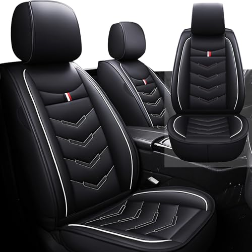 Image of Car Seat Cover 2 Seats for Nissan 370Z 2009-2020, Durable Wear Resistant Waterproof Seat Cover, Breathable No Odor Premium Leather Vehicle Seat Covers.(Standard,Black White)