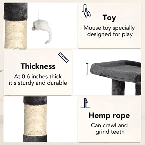 Image of BestPet | 37 inch Cat Tree Tower | Light Gray | Sturdy Multi-Level Cat Tree