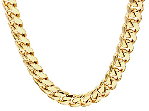 Hollywood Jewelry Miami Cuban Link Chain Or Bracelet - 24K Real Gold Plated Hip Hop Cuban Link Choker Solid Strong Clasp Chains Necklace For Mens Boys (28, Necklace (14Mm Wide)) #TOP5