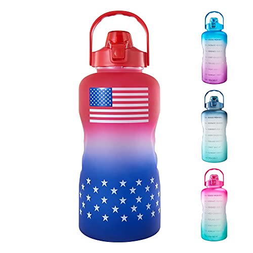 EYQ Wasserflasche mit motivierender Zeitmarkierung, BPA-frei, 4. Juli Wasserflasche für Fitness, Fitnessstudio und Outdoor-Sport (amerikanische Flagge) Cover