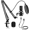 USB-microfoonset, VeGue Boom Arm Mic PC Condensator Microfoonset met Shock Mount, Pop Filter, Ideaal voor Gaming…