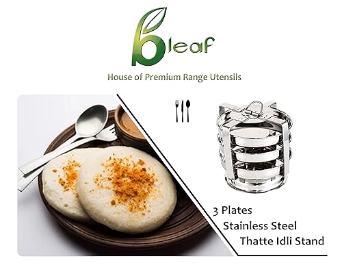 Image of BLeaf Stainless Steel-3 Plate Thatte Idli Stand (3 Plate, 3 Idli)