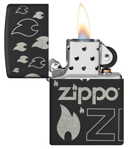 Image of #NZippo Design Black Matte with Chrome,Windproof Pocket Lighter, Fuel Refillable, BIS Certified