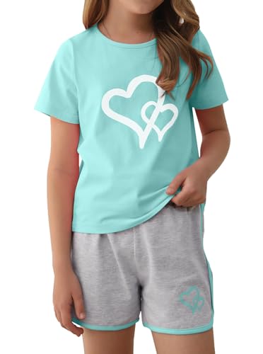 Image of Girl's 2 Piece Outfits Cute Summer T-Shirt and Graphic Shorts Clothing Sets