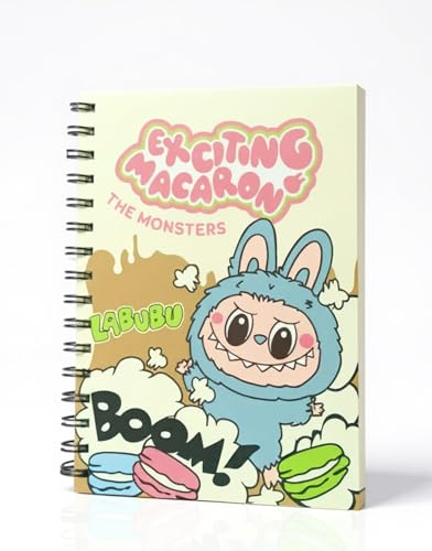 Image of LABUBU Yellow Cute Spiral Diary - A5 Notebook for Kids Girls | Aesthetic Journal Book with Ruled 200 Pages | 80 GSM | Small Notebook Diary for School | Journaling Diaries | Notes & Gift